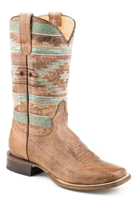 Cozy Indoor Slippers Roper Womens Waxy Brown Leather Mesa Cowboy Boots