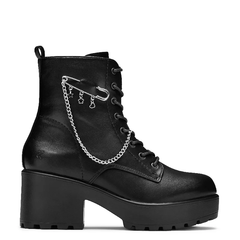 Best Sneakers For Running Salvius Safety Pin Military Lace Up Boots - Black